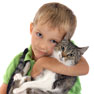 boy holding cat